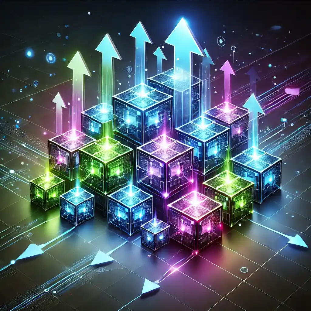 This image shows multiple dynamic boxes with arrows showing size adjustments, representing flexibility and seamless scalability in adaptation.