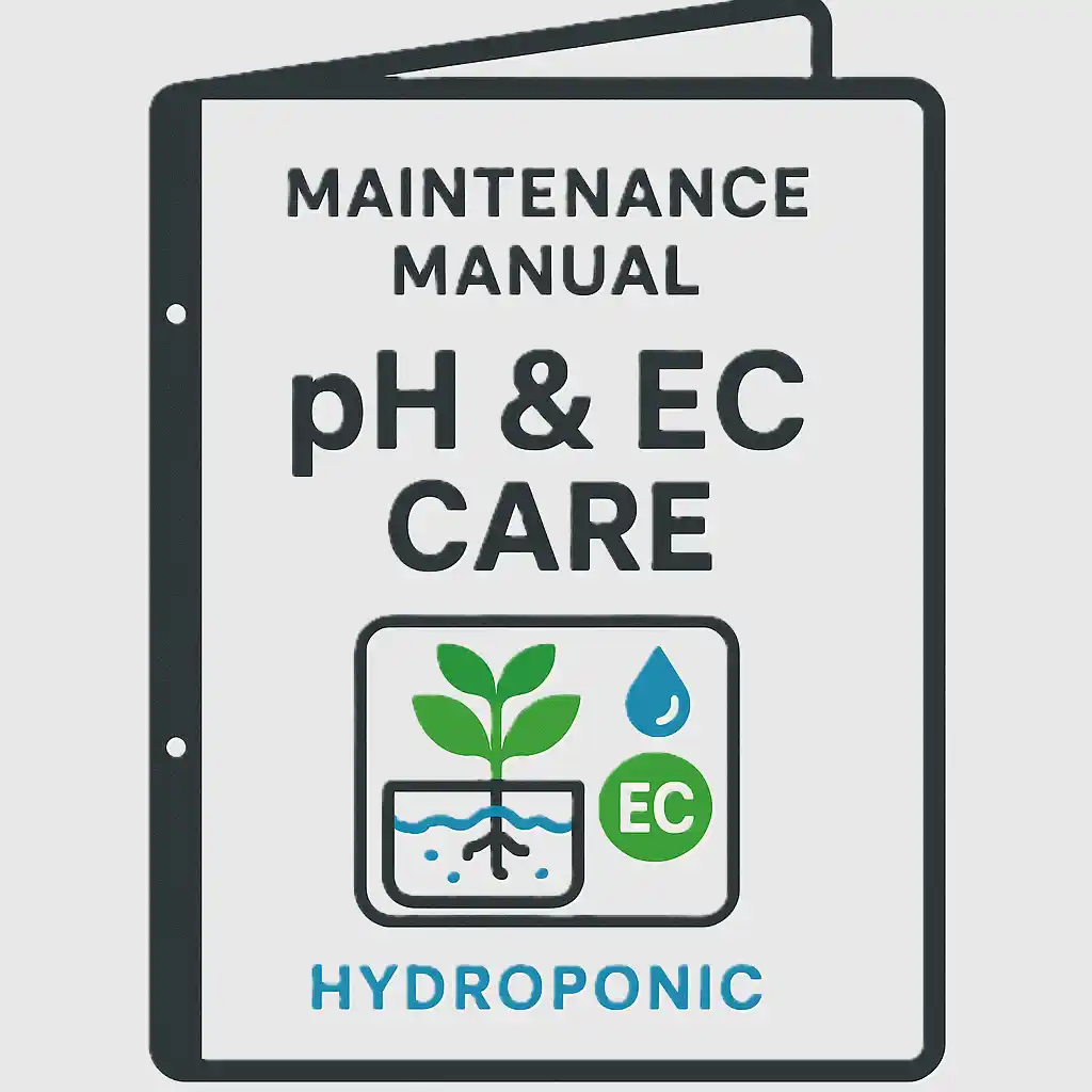 Picture of a manual for hydroponic pH and EC probe care