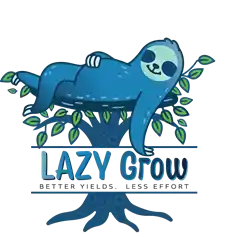 LazyGrow logo of a blue sloth resting peacefully, enjoying free time.